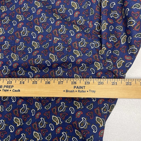 J Crew Oarsman Shirt M Mens L/S Button Up Multicolor Paisley Print on Navy VGUC - Picture 4 of 9